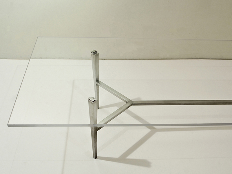 aluminum and glass coffee table