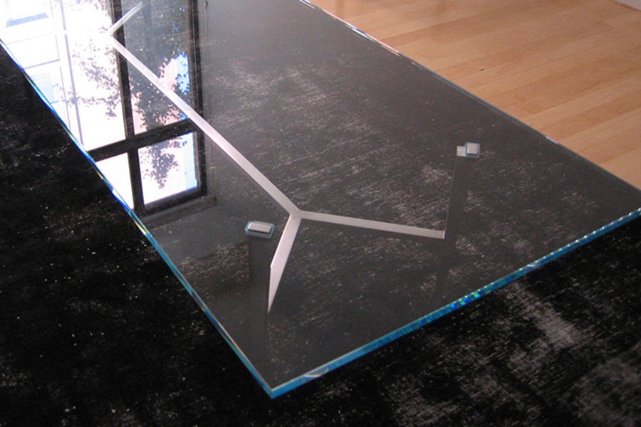 aluminum and glass coffee table