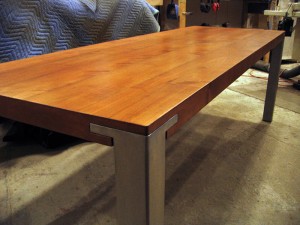 cherry and stainless steel table